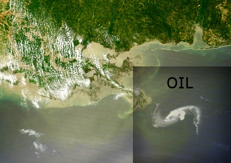 April 29 NASA Image of Oil Slick Off Louisiana Coast