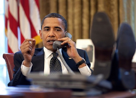 President Barack Obama at his desk