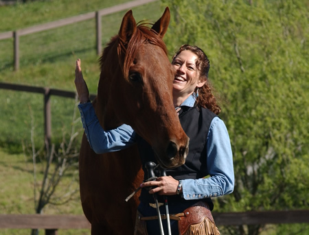 Lisa Pruitt with Horse JJ at a Summer Workshop