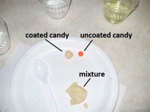 Figure 2: Coated candy "pill" ready to test.