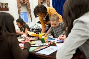 2010 card making with kids and Michelle Obama at White House