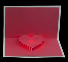 Paper Circuits finished pixel heart card