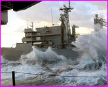 U.S. ship in stormy seas