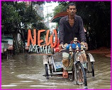 Dhaka floods pedicab